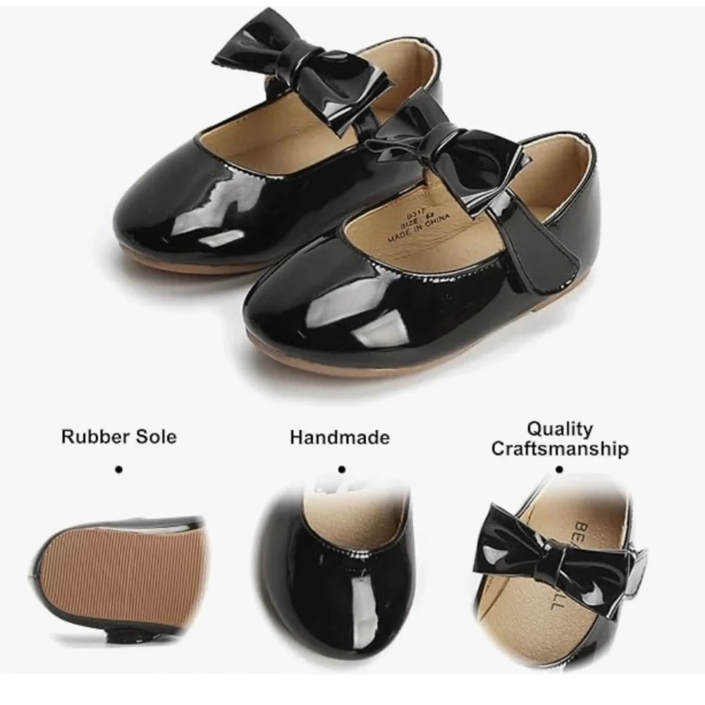 Felix & Flora Black Shiny Patent Leather Shoes with Bow 5 Toddler Girl